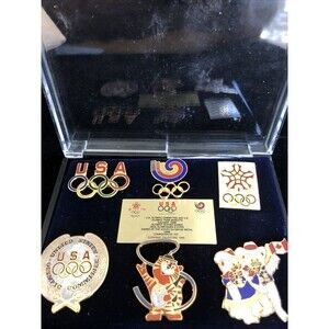 Vintage 1988 Olympic Pins Cloisonné Mascots CALGARY WINTER collector set of 6